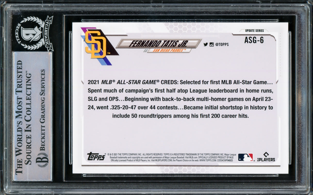 Fernando Tatis Jr. Autographed 2021 Topps Update All Star Card #ASG-6 San Diego Padres Beckett BAS #15782266