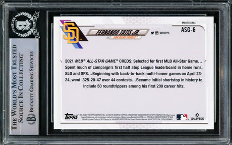 Fernando Tatis Jr. Autographed 2021 Topps Update All Star Card #ASG-6 San Diego Padres Beckett BAS #15782266