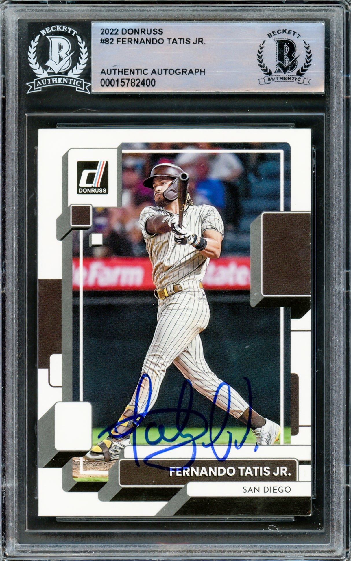 Fernando Tatis Jr. Autographed 2022 Donruss Card #82 San Diego Padres Beckett BAS #15782400