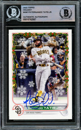 Fernando Tatis Jr. Autographed 2022 Topps Holiday Card #HW179 San Diego Padres Beckett BAS #15782568