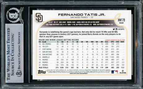 Fernando Tatis Jr. Autographed 2022 Topps Holiday Card #HW179 San Diego Padres Beckett BAS #15782568