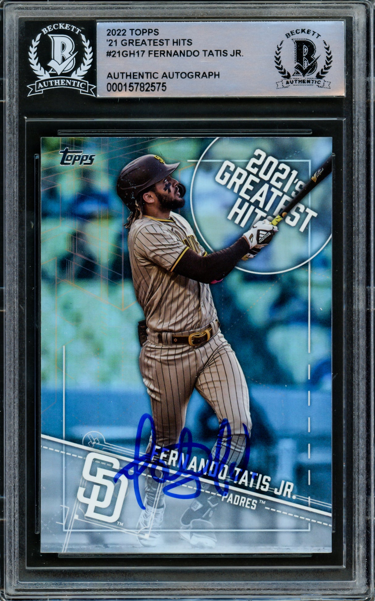 Fernando Tatis Jr. Autographed 2022 Topps Greatest Hits Card #21GH-17 San Diego Padres Beckett BAS #15782575