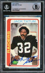 Jack Tatum Autographed 1978 Topps Card #28 Oakland Raiders Beckett BAS #15782583