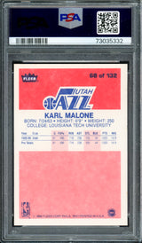 Karl Malone Autographed 1986 Fleer Rookie Card #68 Utah Jazz PSA 8 Auto Grade Gem Mint 10 PSA/DNA #73035332