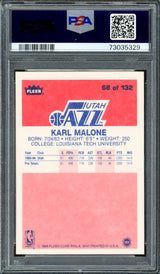 Karl Malone Autographed 1986 Fleer Rookie Card #68 Utah Jazz PSA 8 Auto Grade Gem Mint 10 PSA/DNA #73035329