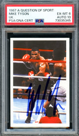 Mike Tyson Autographed 1987 A Question Of Sport UK Rookie Card PSA 6 Auto Grade Gem Mint 10 PSA/DNA #73035345