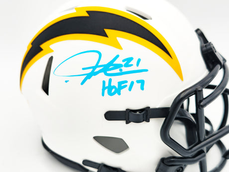 LaDainian Tomlinson Autographed San Diego Chargers Lunar Eclipse White Speed Mini Helmet "HOF 17" Beckett BAS Witness Stock #230281