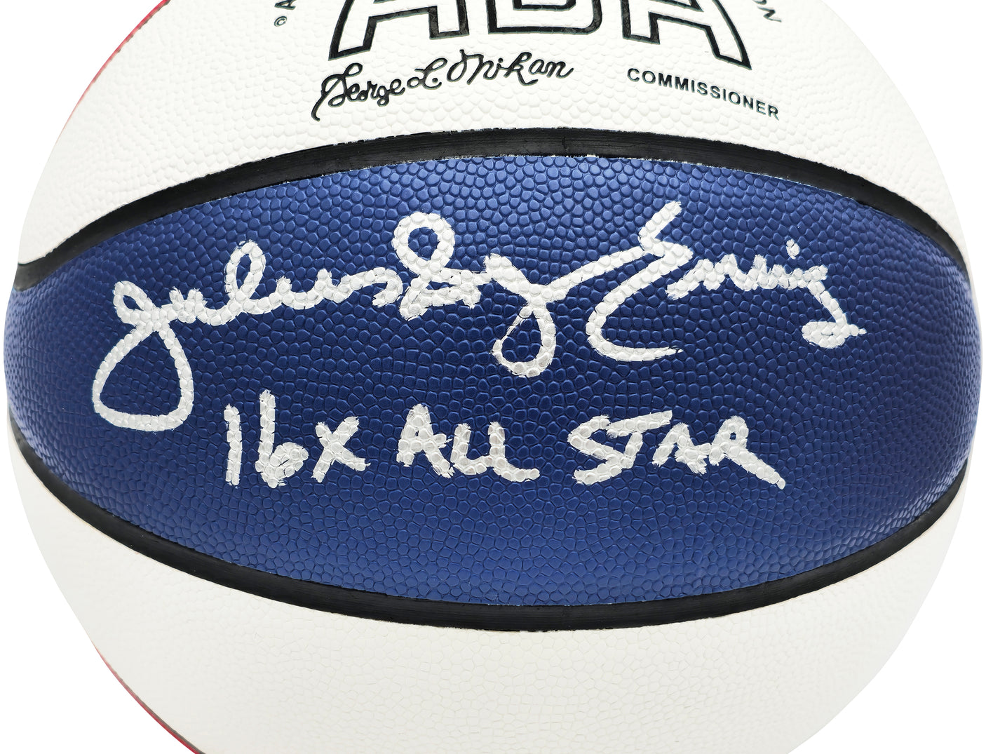 Julius "Dr. J" Erving Autographed Official ABA Logo Red, White & Blue Basketball Philadelphia 76ers "16x All Star" Beckett BAS Witness Stock #230290