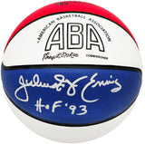 Julius "Dr. J" Erving Autographed Official ABA Logo Red, White & Blue Basketball Philadelphia 76ers "HOF 93" Beckett BAS Witness Stock #230288