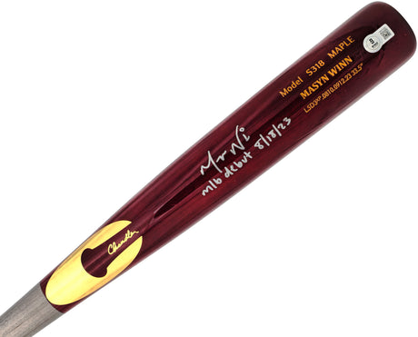 Masyn Winn Autographed Merlot Chandler Player Model Baseball Bat St. Louis Cardinals "MLB Debut 8/18/23" Beckett BAS Witness Stock #230279