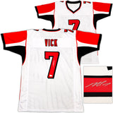 Atlanta Falcons Michael Vick Autographed White Jersey Beckett BAS Witness Stock #230183