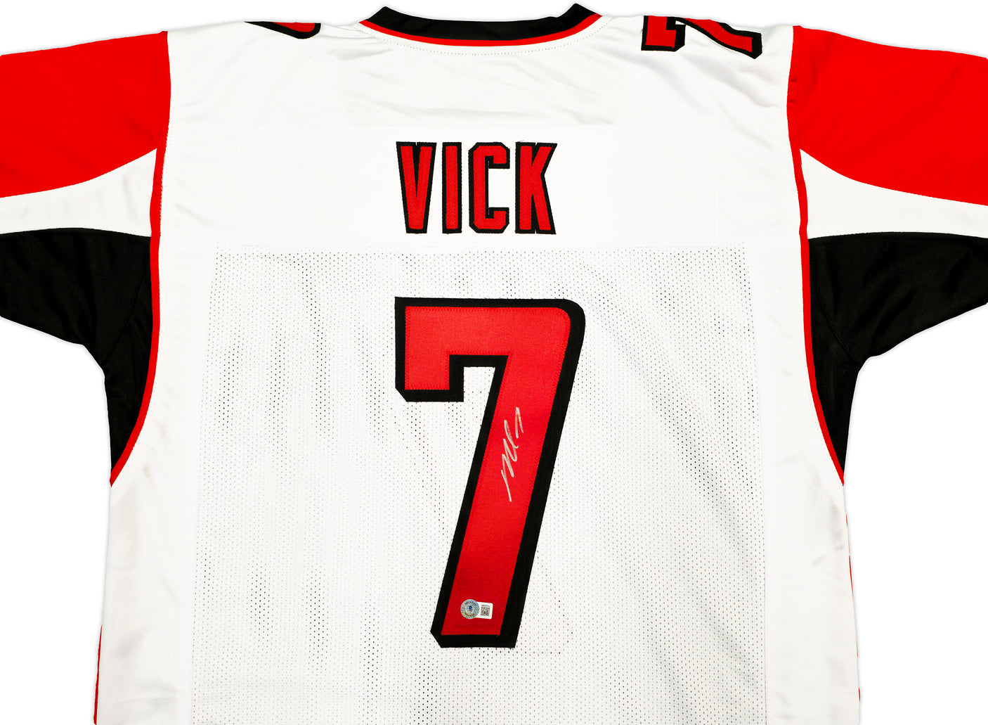 Atlanta Falcons Michael Vick Autographed White Jersey Beckett BAS Witness Stock #230183