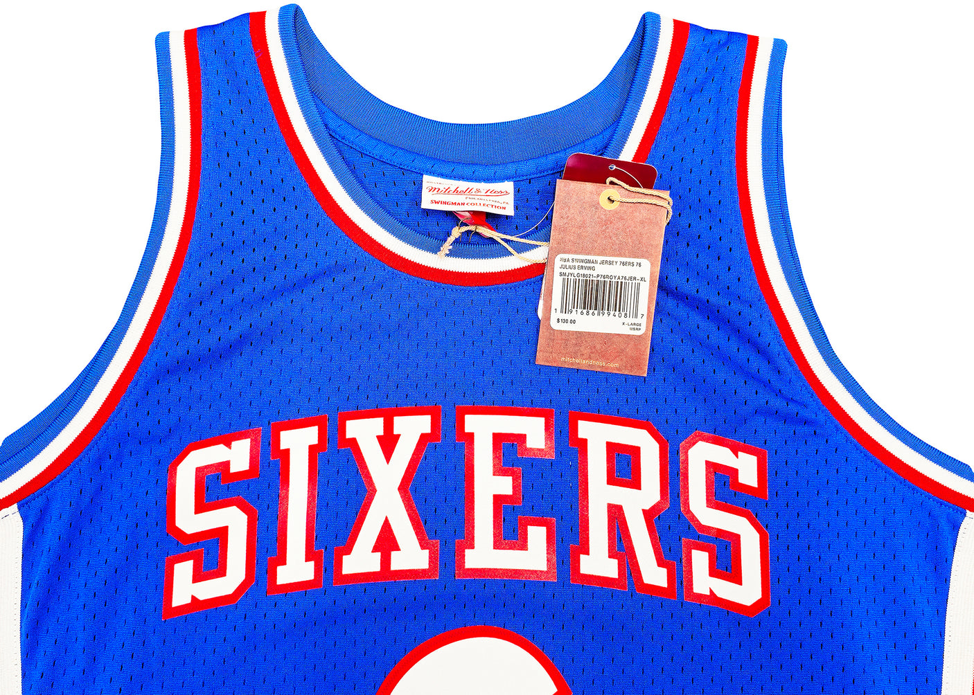 Philadelphia 76ers Julius "Dr. J" Erving Autographed Blue Mitchell & Ness Hardwood Classics HWC Swingman 1976-77 Jersey Size XL "HOF 93" Beckett BAS Witness Stock #230253