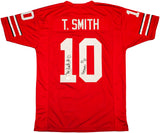 Ohio State Buckeyes Troy Smith Autographed Red Jersey "Heisman 06" Beckett BAS Witness Stock #230175