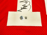 Ohio State Buckeyes Troy Smith Autographed Red Jersey "Heisman 06" Beckett BAS Witness Stock #230175