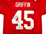 Ohio State Buckeyes Archie Griffin Autographed Red Jersey "HT 1974/75" Beckett BAS Witness Stock #230174