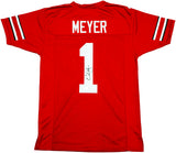 Ohio State Buckeyes Urban Meyer Autographed Red Jersey Beckett BAS Witness Stock #230169