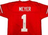 Ohio State Buckeyes Urban Meyer Autographed Red Jersey Beckett BAS Witness Stock #230169