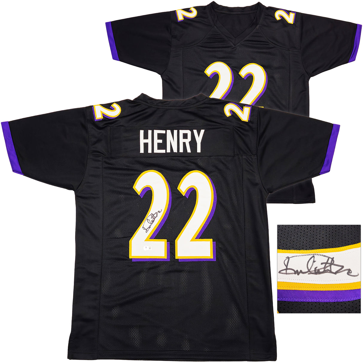 Baltimore Ravens Derrick Henry Autographed Black Jersey Beckett BAS Witness Stock #230167