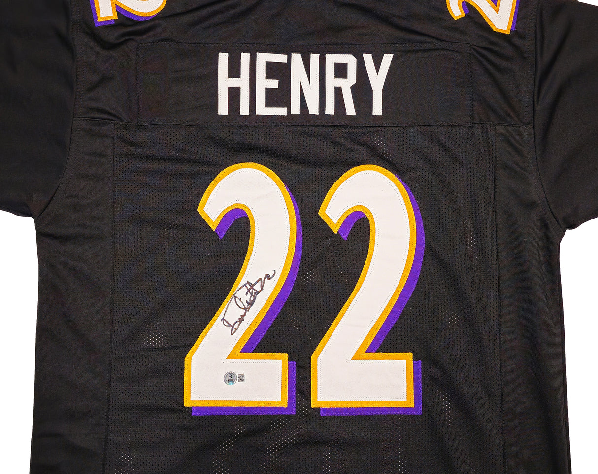 Baltimore Ravens Derrick Henry Autographed Black Jersey Beckett BAS Witness Stock #230167