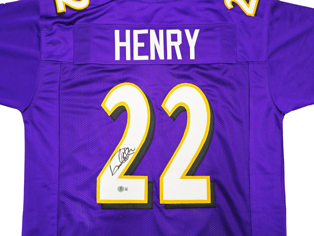 Baltimore Ravens Derrick Henry Autographed Purple Jersey Beckett BAS Witness Stock #230168