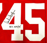 Ohio State Buckeyes Archie Griffin, Eddie George & Troy Smith Autographed Red Jersey Hall of Famers Beckett BAS Witness Stock #230170