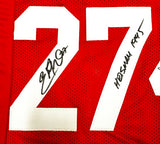 Ohio State Buckeyes Archie Griffin, Eddie George & Troy Smith Autographed Red Jersey Hall of Famers Beckett BAS Witness Stock #230170