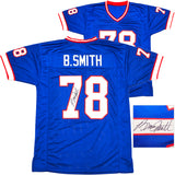 Buffalo Bills Bruce Smith Autographed Blue Jersey Beckett BAS Witness Stock #230186