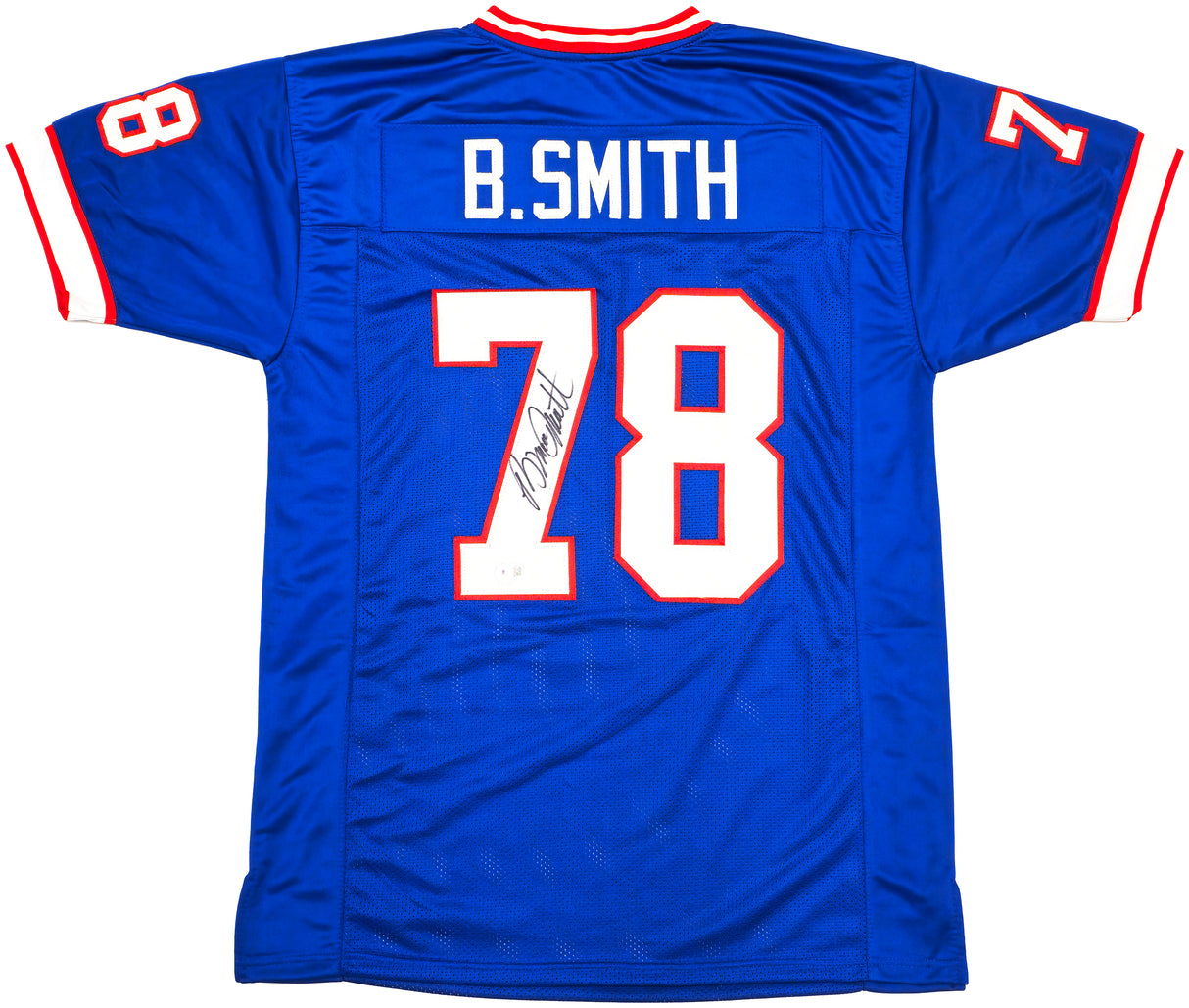 Buffalo Bills Bruce Smith Autographed Blue Jersey Beckett BAS Witness Stock #230186