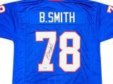 Buffalo Bills Bruce Smith Autographed Blue Jersey Beckett BAS Witness Stock #230186