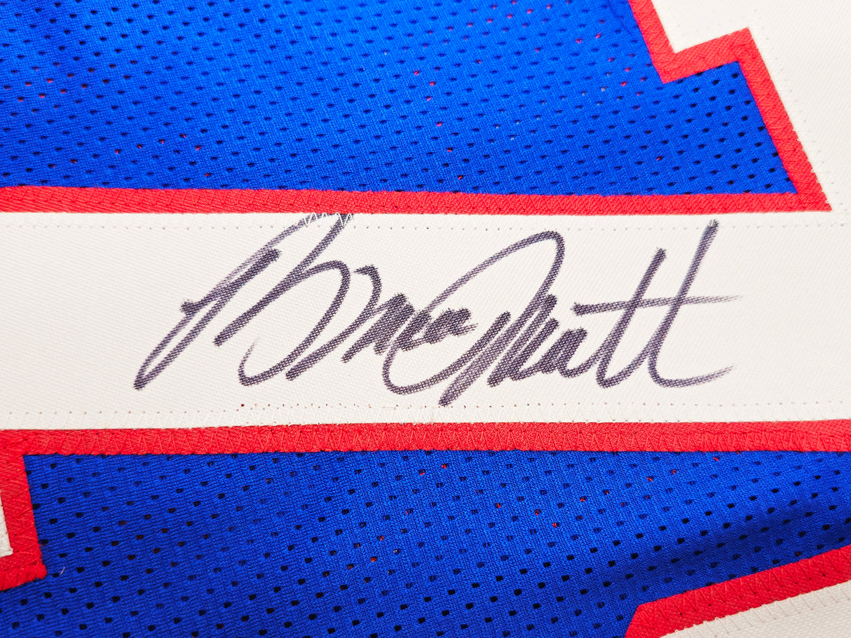 Buffalo Bills Bruce Smith Autographed Blue Jersey Beckett BAS Witness Stock #230186