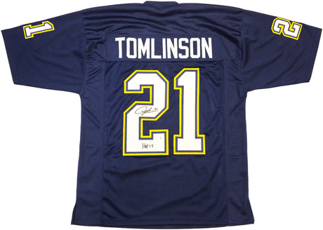 San Diego Chargers LaDainian Tomlinson Autographed Dark Blue Jersey "HOF 17" Beckett BAS Witness Stock #230585