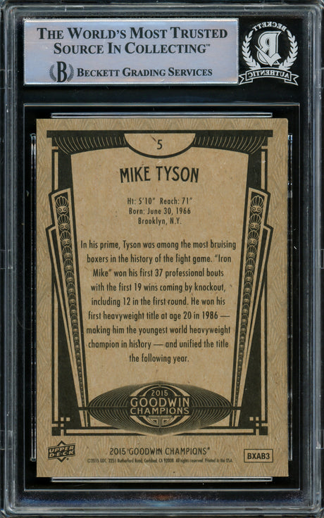 Mike Tyson Autographed 2015 Upper Deck Goodwin Champions Card #5 Beckett BAS #15500871