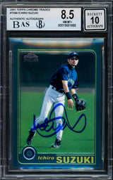 Ichiro Suzuki Autographed 2001 Topps Chrome Traded Rookie Card #T266 Seattle Mariners BGS 8.5 Auto Grade Gem Mint 10 Beckett BAS #15681668