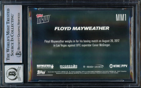 Floyd Mayweather Jr. Autographed 2017 Topps Now Card #MM1 vs. Conor McGregor Auto Grade Gem Mint 10 Beckett BAS #15496817