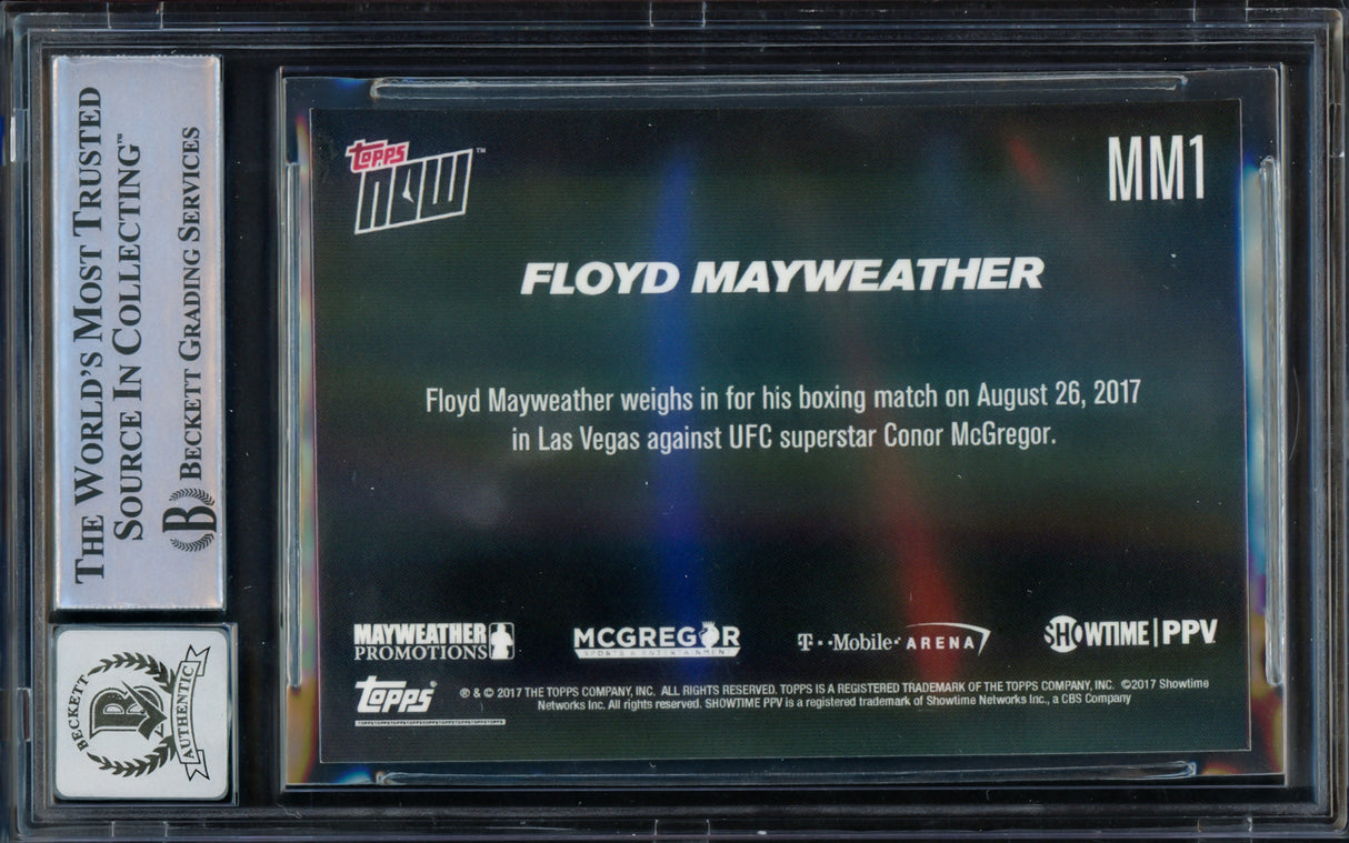 Floyd Mayweather Jr. Autographed 2017 Topps Now Card #MM1 vs. Conor McGregor Auto Grade Gem Mint 10 Beckett BAS #15496815