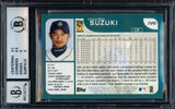 Ichiro Suzuki Autographed 2001 Topps Rookie Card #726 Seattle Mariners BGS 8 Auto Grade Gem Mint 10 Beckett BAS Stock #216437