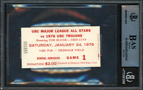 Tom Seaver Autographed 1/24/76 USC Trojans Ticket New York Mets Beckett BAS #15501083