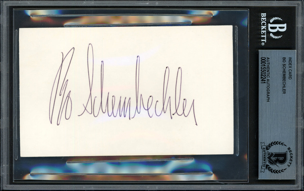 Bo Schembechler Autographed 3x5 Index Card Michigan Wolverines Beckett BAS #15502241