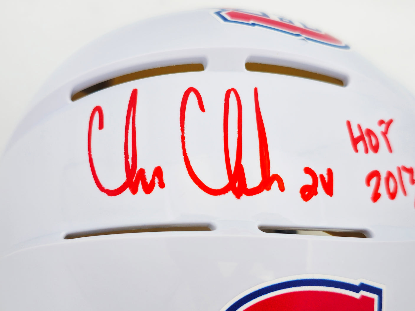 Chris Chelios Autographed Montreal Canadiens White Mini Helmet "HOF 2013" Beckett BAS Witness Stock #232840