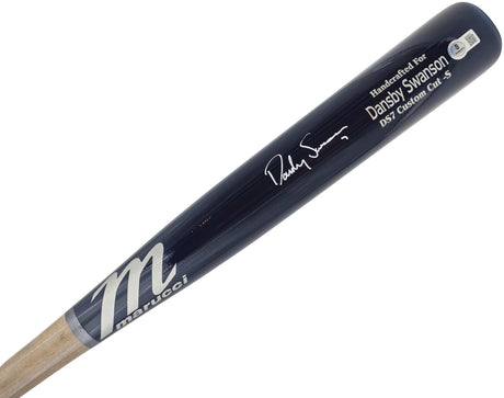 Dansby Swanson Autographed Blue Marucci Player Model Baseball Bat Chicago Cubs Beckett BAS Witness Stock #232864