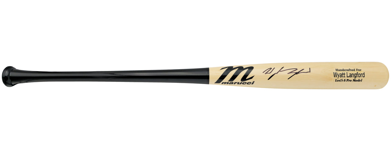 Wyatt Langford Autographed Blonde Marucci Player Model Baseball Bat Texas Rangers Fanatics and MLB Holo Stock #232811