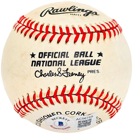 Willie Mays Autographed Official Feeney NL Baseball San Francisco Giants "To Ken" Vintage Signature Beckett BAS #AC56759