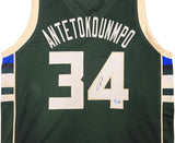 Milwaukee Bucks Giannis Antetokounmpo Autographed Green Jersey Beckett BAS Witness Stock #232744