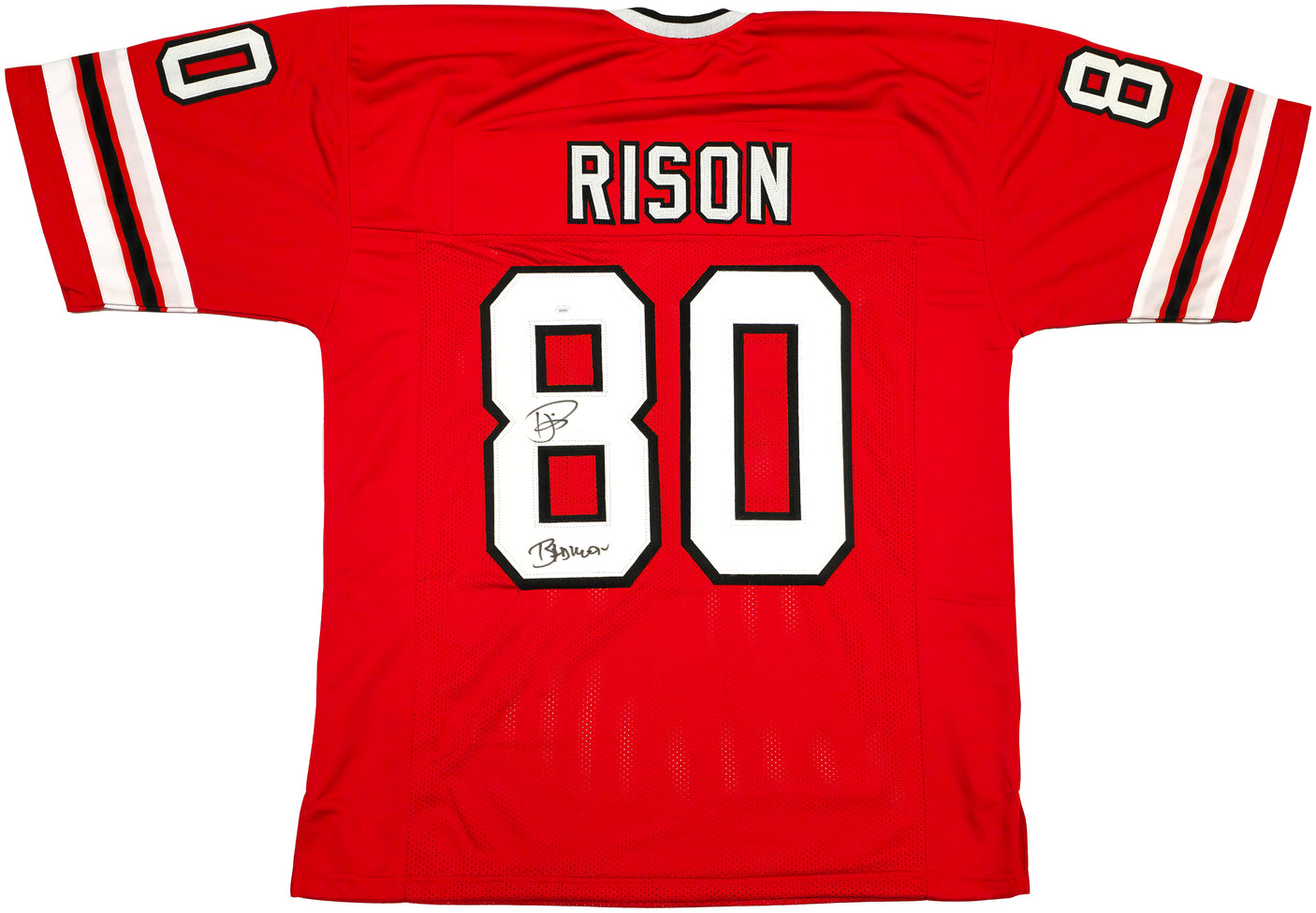 Atlanta Falcons Andre Rison Autographed Red Jersey "Bad Moon" JSA Stock #233670