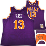 Phoenix Suns Steve Nash Autographed Purple Authentic Mitchell & Ness 2005-06 Hardwood Classic Swingman Jersey Size XXL Beckett BAS Witness Stock #233681