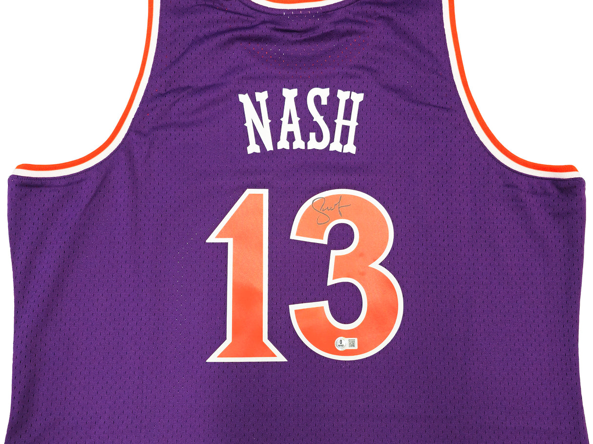 Phoenix Suns Steve Nash Autographed Purple Authentic Mitchell & Ness 2005-06 Hardwood Classic Swingman Jersey Size XXL Beckett BAS Witness Stock #233681