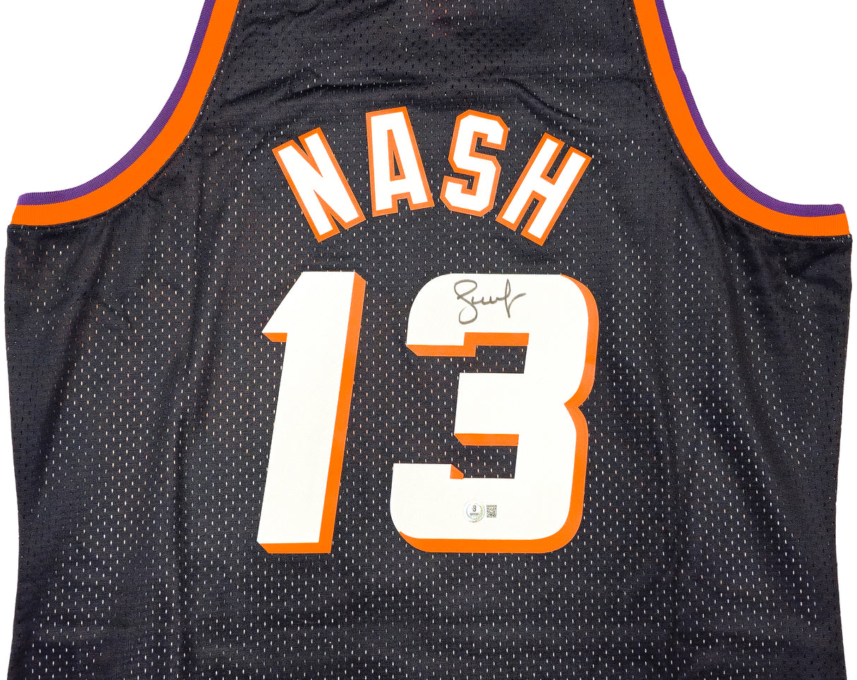 Phoenix Suns Steve Nash Autographed Black Authentic Mitchell & Ness 1996-97 Hardwood Classic Swingman Jersey Size XL Beckett BAS Witness Stock #233678