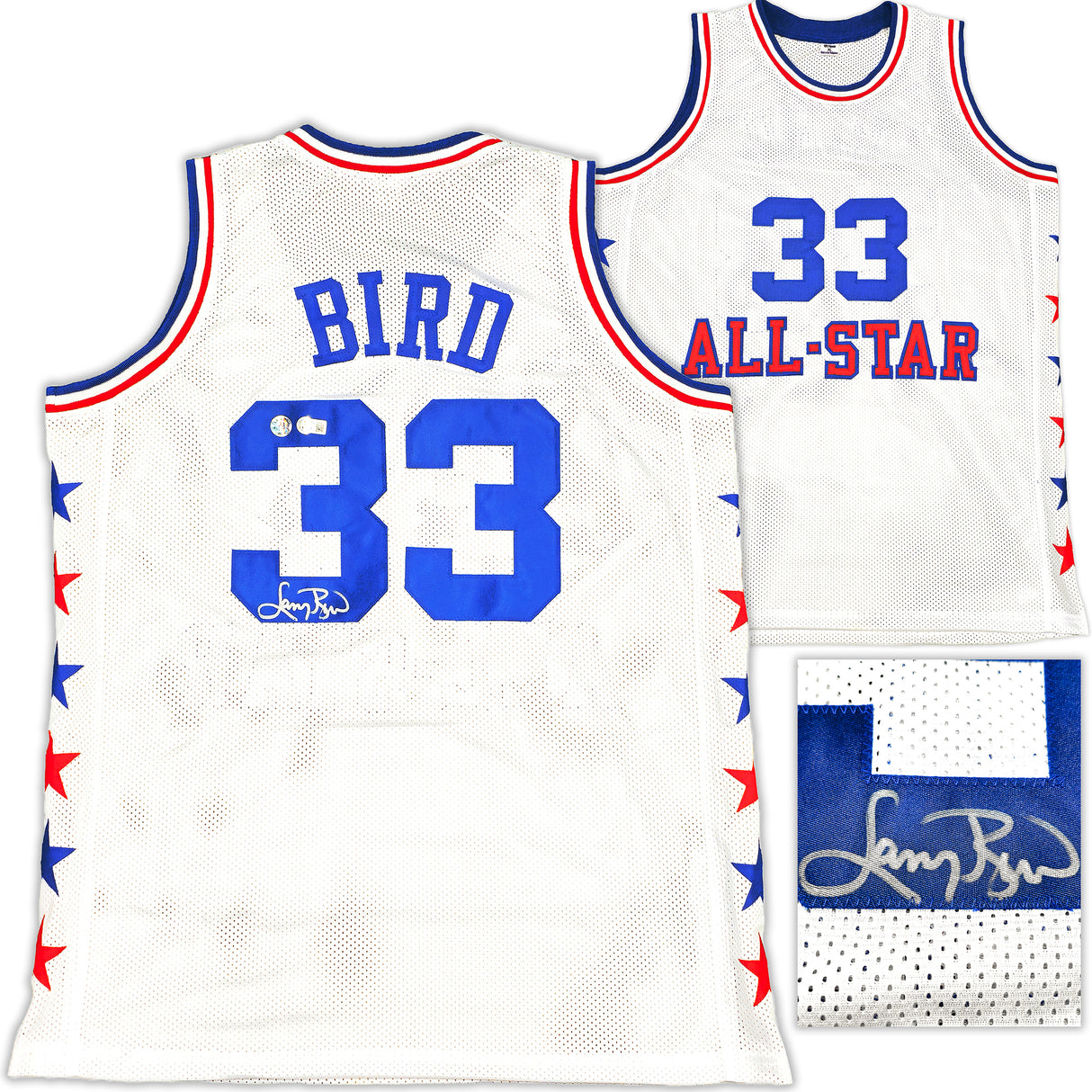 Boston Celtics Larry Bird Autographed White All Star Jersey Beckett BAS Witness Stock #233366