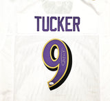 Baltimore Ravens Justin Tucker Autographed White Jersey JSA Stock #232738